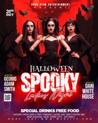 Black Neon Spooky Halloween Party Flyer Template Instagram Portrait