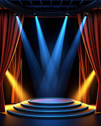 Black Neon Spotlight Stage With Red Curtains Instagram Portrait template
