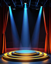 Black Neon Spotlight Stage With Red Curtains Instagram Portrait template