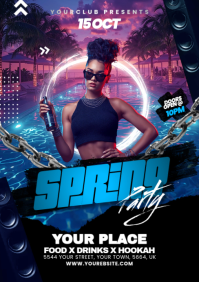 Black Neon Spring Party A5 template