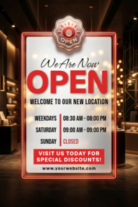 Black Store Opening Announcement Poster Template