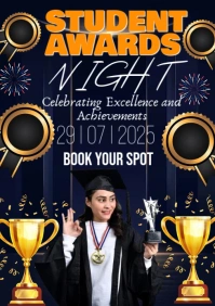 Black Neon Student Awards Night  A3 template