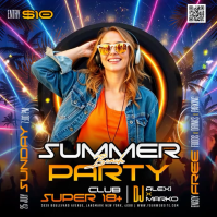 Black Neon Summer Beach Party Instagram Post Video template