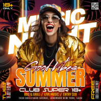 Black Neon Summer Music Night Instagram Post template