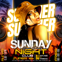 Black Neon Summer Night Club Party Instagram Post template