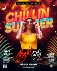 Black Neon Summer Night Party Instagram Portrait template