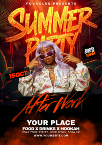 Black Neon Summer Party A5 template