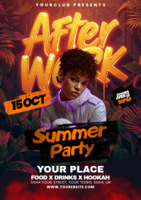 Black Neon Summer Party A5 template