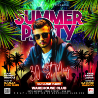 Black Neon Summer Party Instagram Post template