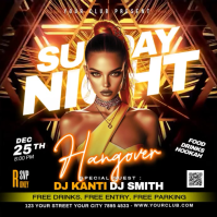Black Neon Sunday Night Hangover Party Instagram Post Video Wpis na Instagrama template