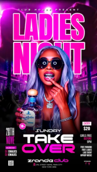 Black Neon Sunday Takeover Ladies Night Party Instagram Story template