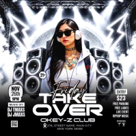 สีดำ Nightclub DJ Event Post Instagram Template