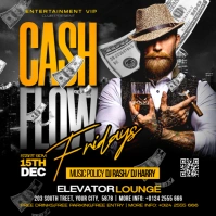 Black Neon Sunday Vibes Party Flye Instagram Post template