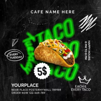 Black Neon Taco Tuesday Promotion Instagram Post Video Instagram-bericht template