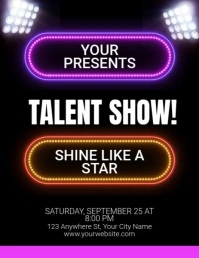 Black Neon Talent Show Flyer (us Letter) template