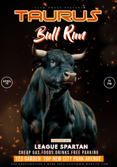 Black Neon Taurus Bash Event A4 Template | PosterMyWall