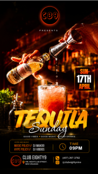 Black Neon Tequila Sunday Party Instagram Story template