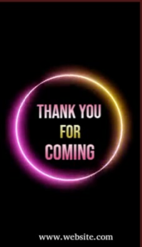 黑色 Black Neon Thank You For Coming  Business Card Visitkort Template