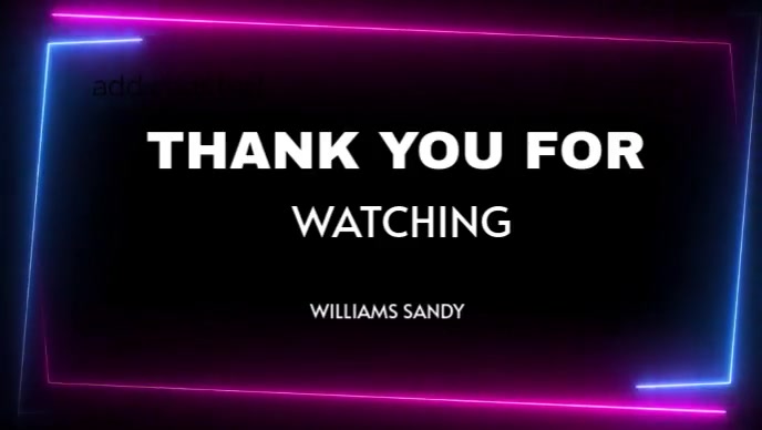 Black Neon Thank You For Watching Youtube Thumbnail Template | PosterMyWall