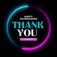 Black Neon Thank You Video Template   Square (1:1)