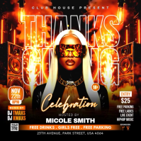 Schwarz Thanksgiving Party Persegi Template