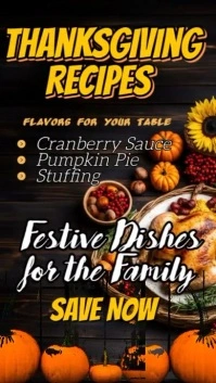 Black Neon Thanksgiving Recipes  Instagram Reel template