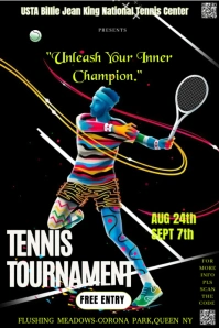 Black Neon The Poster Features A Dynamic And Energetic Tennis-themed Tennis Tournament  Pinterest Gr template