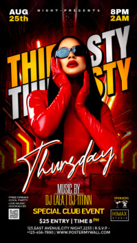 Black Neon Thirsty Thursday Party Instagram Story template