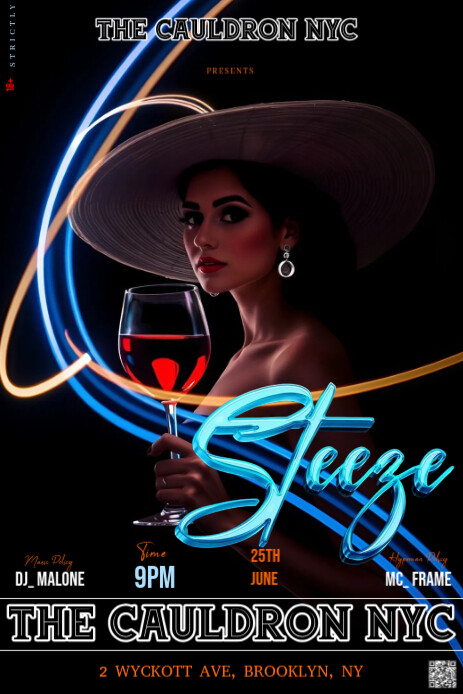 Black Neon This Image Is A Dynamic And Alluring Flyer For An Event Called "steeze" Pinterest Graphic template