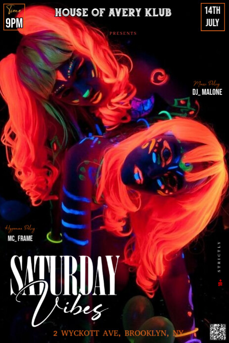 Black Neon This Image Is A Striking And Dynamic Poster Design For A "saturday Vibes" Event Pinterest template