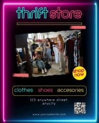 Black Neon Thrift Store Instagram Portrait template