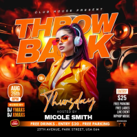 Black Throwback Party Kwadrat Template