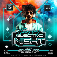 Black Neon Thursday Electro Night Event Square Video Isikwele (1:1) template