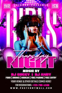 Black Neon Thursday Girls Night Banner 4' × 6' template