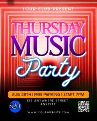 Black Neon Thursday Music Party Instagram Portrait template