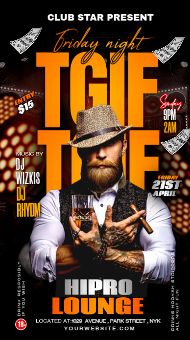 Black Neon Thursday Night Drinks Party Instagram Story template