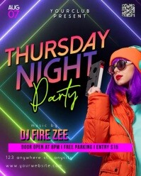 Black Neon Thursday Night Party Instagram Portrait template
