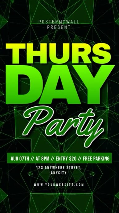 Black Neon Thursday Party Reel Instagram template