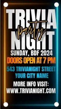 Black Neon Trivia Night Party Digital Display template