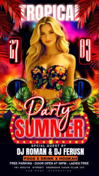 Black Neon Tropical Summer Party Instagram Reel Video template