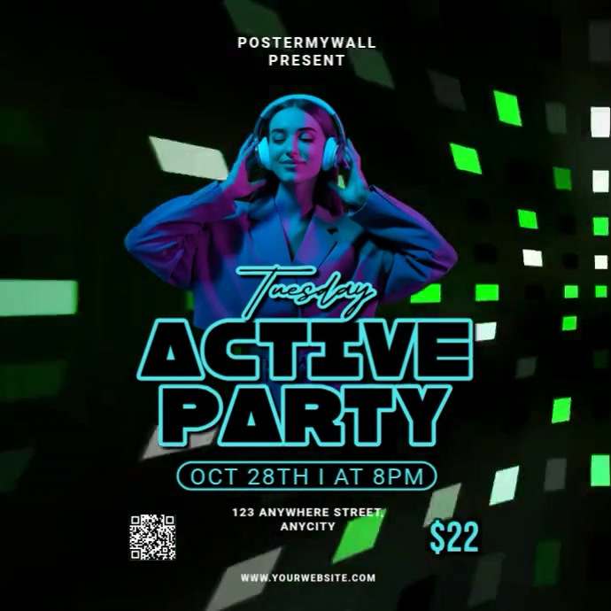 Copy of Black Neon Tuesday Active Party Pos Instagram | PosterMyWall