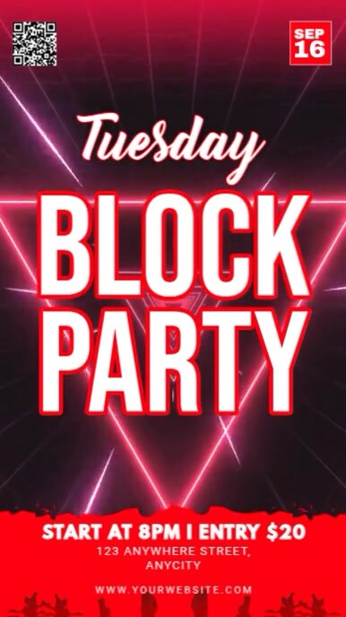Black Neon Tuesday Block Party Instagram Reel Template | PosterMyWall