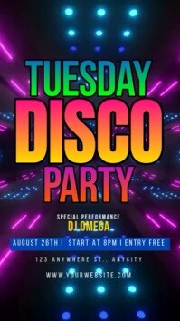 Black Neon Tuesday Disco Party Reel Instagram template