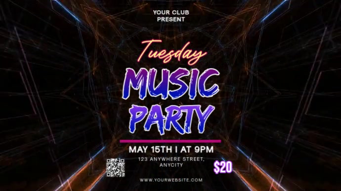 Black Neon Tuesday Music Party Pos Twitter Iphosti le-Twitter template