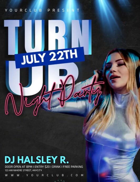 Copy of Black Neon Turn Up Night Party Pamflet (lette | PosterMyWall
