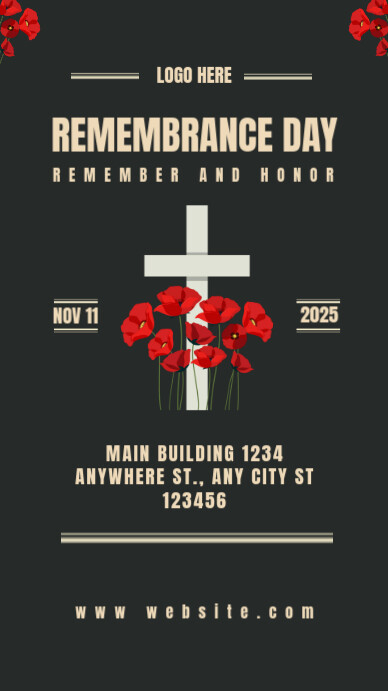 Black Neon Typography Black Remembrance Day Instagram Story Template ...