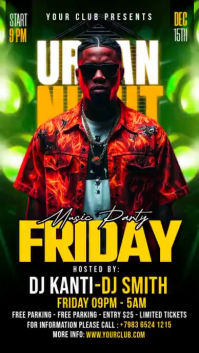 Black Neon Urban Night Music Party Instagram Story Video template