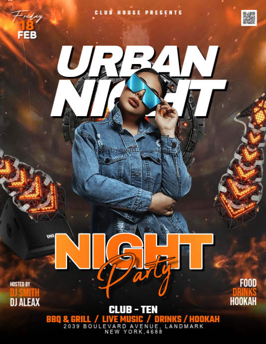 Black Neon Urban Night Party Flyer Template | PosterMyWall