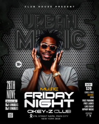 Black Neon Urban Night Party Flyer Instagram Portrait template