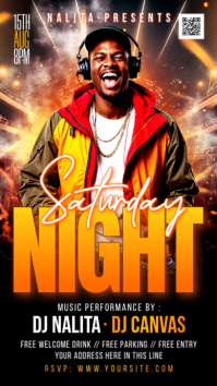 Black Neon Urban Night Party Instagram Story template